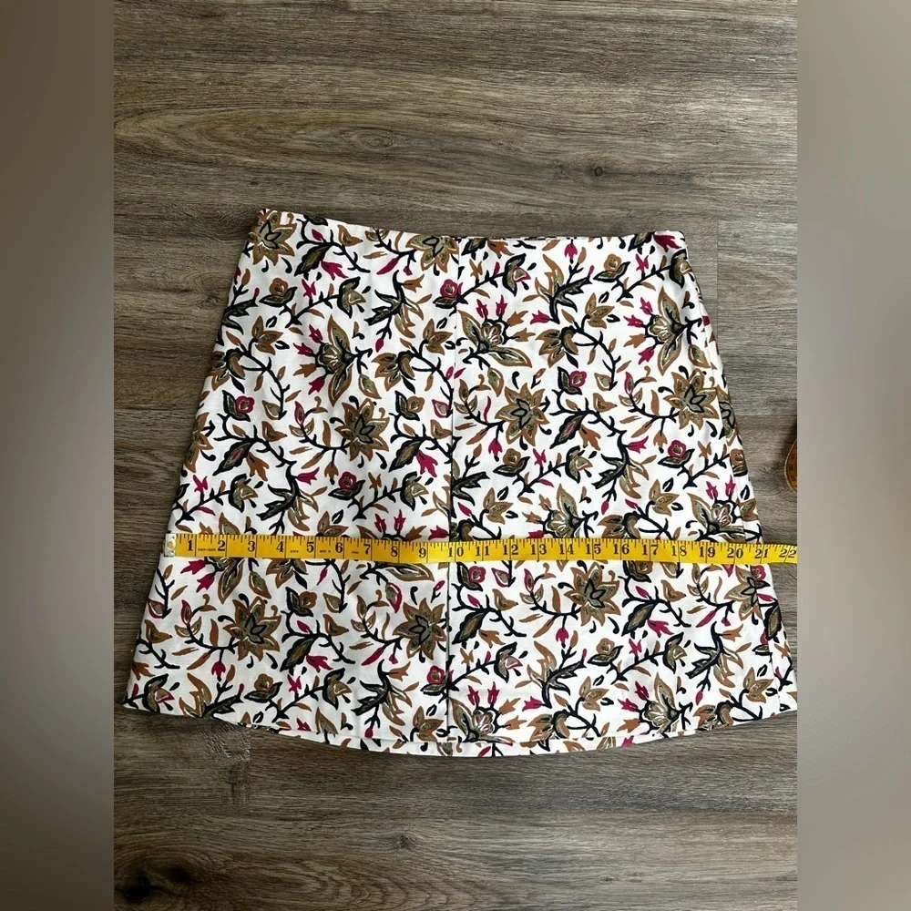 Tory Burch - Cream & Multicolored Floral Print Silk Miniskirt Sz 6 NWT